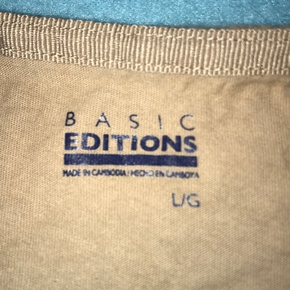 Basic Editions floral inset cotton short sleeve top size L - Picture 2 of 7